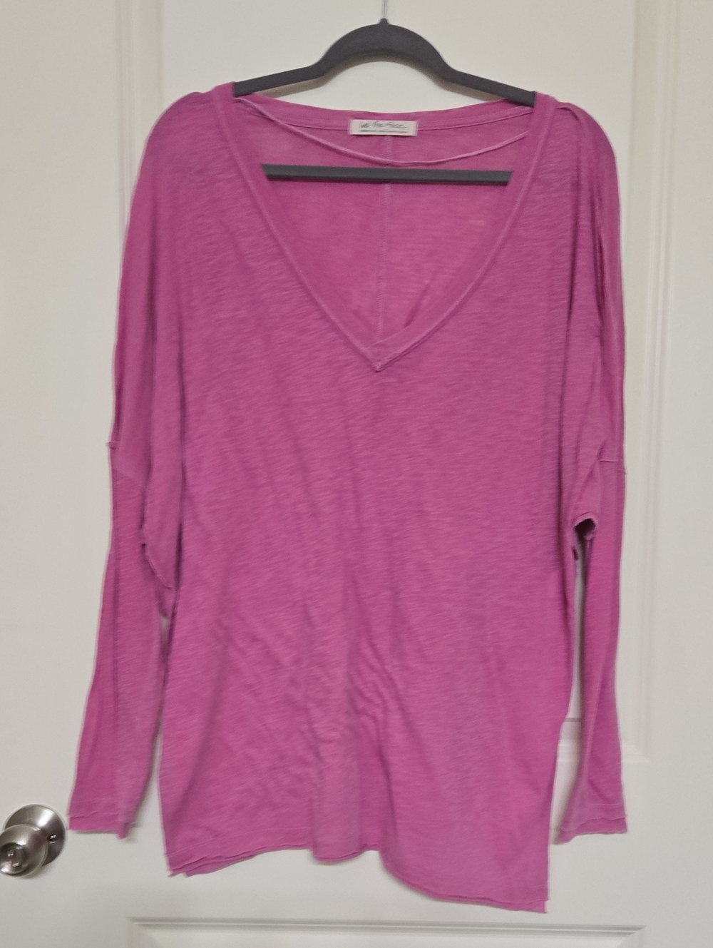 We The Free V-Neck Long Sleeve Top - Hot Pink